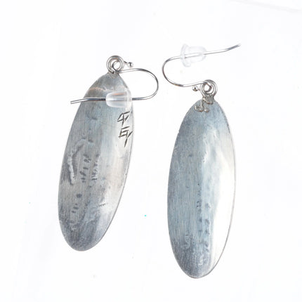 Gary and Elsie Yoyokie Hopi Overlay dancer earrings sterling silver