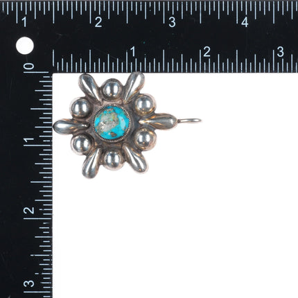 1970's Dee Morris Morenci Turquoise sterling silver Repousse bump out pendant