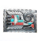 c1950's Zuni Sterling silver Channel inlay turquoise/coral/jet/shell belt buckle