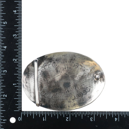 Harrison Blackgoat (1939-1977) Navajo heavy stamped sterling silver belt buckle