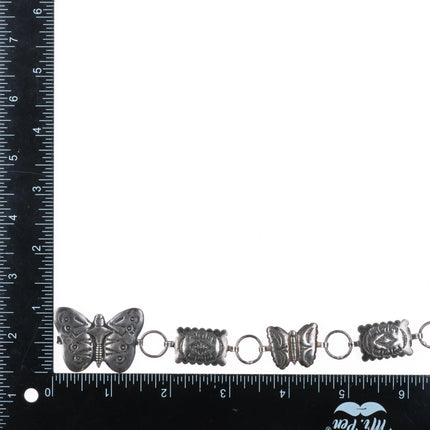 Vintage Fred Harvey Era Sterling silver butterfly stamped concho belt/hatband