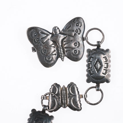 Vintage Fred Harvey Era Sterling silver butterfly stamped concho belt/hatband