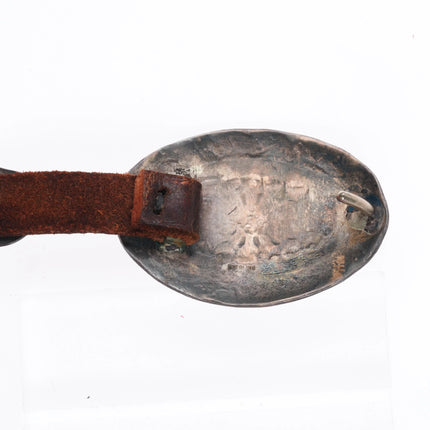 32" Vintage Navajo Slim hand stamped sterling silver coin concho belt/hatband