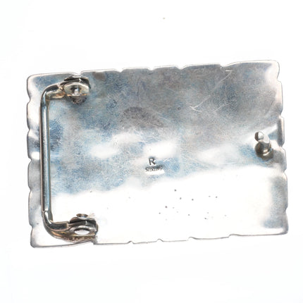 R Navajo Sterling silver and turquoise vintage belt buckle