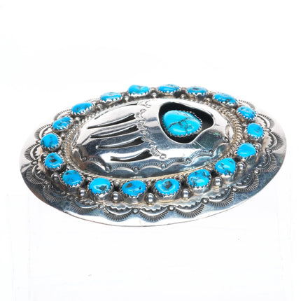 Sterling Silver Navajo ShadowBox  Kingman Turquoise Belt Buckle Wilbur Muskett