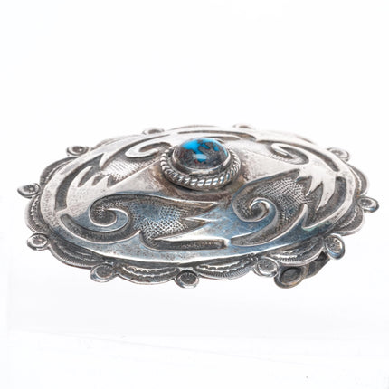 Vintage KR Navajo Overlay High grade turquoise belt buckle sterling silver
