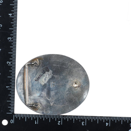 Sterling Silver Navajo ShadowBox  Kingman Turquoise Belt Buckle Wilbur Muskett