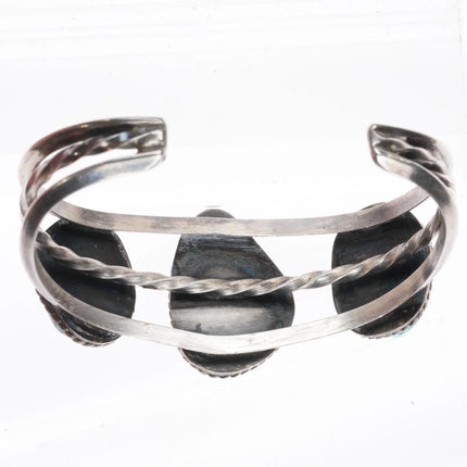 6.35" Vintage Navajo 3 stone Kingman Turquoise sterling silver cuff bracelet - Estate Fresh Austin
