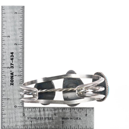 6.35" Vintage Navajo 3 stone Kingman Turquoise sterling silver cuff bracelet - Estate Fresh Austin