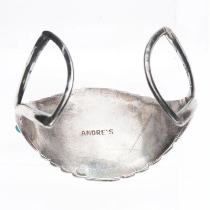 6.5" Vintage 70's-80's Andre's Navajo sterling silver turquoise cuff bracelet - Estate Fresh Austin