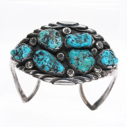 6.5" Vintage 70's-80's Andre's Navajo sterling silver turquoise cuff bracelet - Estate Fresh Austin