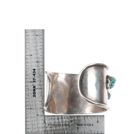 6.25" Vintage 70's Navajo sterling silver turquoise nugget wide cuff bracelet - Estate Fresh Austin