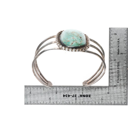6.75" TDS Vintage southwest sterling silver single stone turquoise cuff bracelet - Estate Fresh Austin