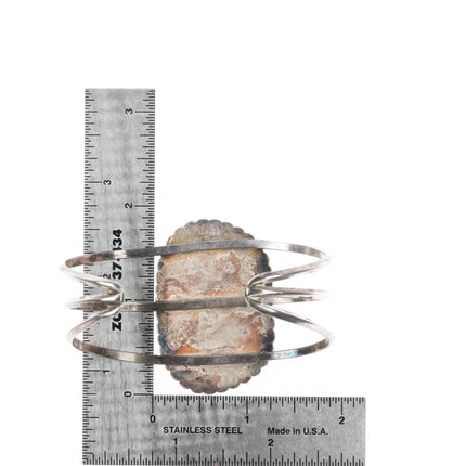 6.75" TDS Vintage southwest sterling silver single stone turquoise cuff bracelet - Estate Fresh Austin