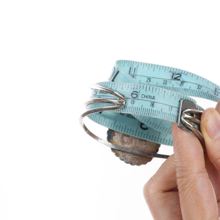 6.75" TDS Vintage southwest sterling silver single stone turquoise cuff bracelet - Estate Fresh Austin