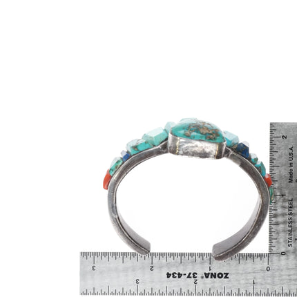 6.75" 1960's Native American sterling silver cobblestone cuff bracelet turquoise - Estate Fresh Austin