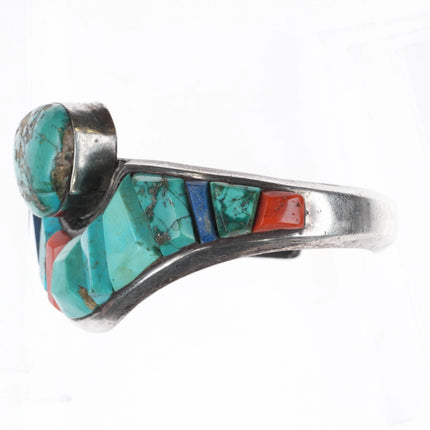 6.75" 1960's Native American sterling silver cobblestone cuff bracelet turquoise - Estate Fresh Austin