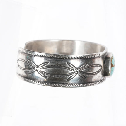 6.5" c1920 Antique Historic Navajo ingot silver #8 turquoise cuff bracelet - Estate Fresh Austin