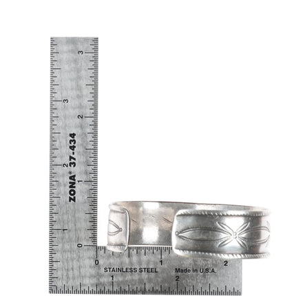 6.5" c1920 Antique Historic Navajo ingot silver #8 turquoise cuff bracelet - Estate Fresh Austin
