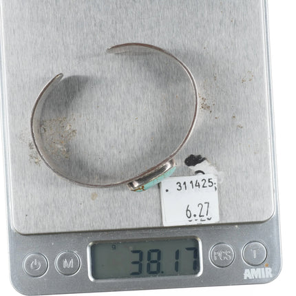 6.5" c1920 Antique Historic Navajo ingot silver #8 turquoise cuff bracelet - Estate Fresh Austin