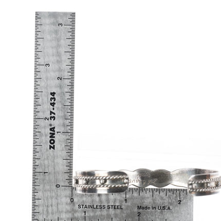 6.7" DL Chavez Zuni sterling silver malachite channel inlay cuff bracelet - Estate Fresh Austin