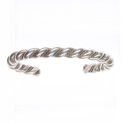 7" Heavy Vintage Navajo sterling silver twisted wire cuff bracelet - Estate Fresh Austin
