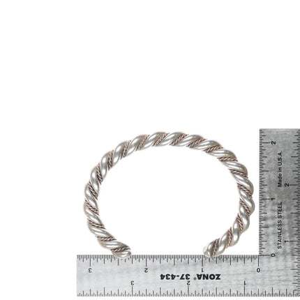 7" Heavy Vintage Navajo sterling silver twisted wire cuff bracelet - Estate Fresh Austin