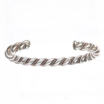 7" Heavy Vintage Navajo sterling silver twisted wire cuff bracelet - Estate Fresh Austin