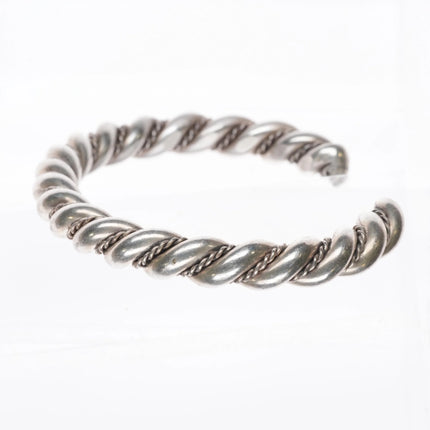 7" Heavy Vintage Navajo sterling silver twisted wire cuff bracelet - Estate Fresh Austin