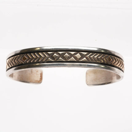 6.2" Bruce Morgan Navajo sterling silver 14k gold/sterling silver cuff bracelet - Estate Fresh Austin