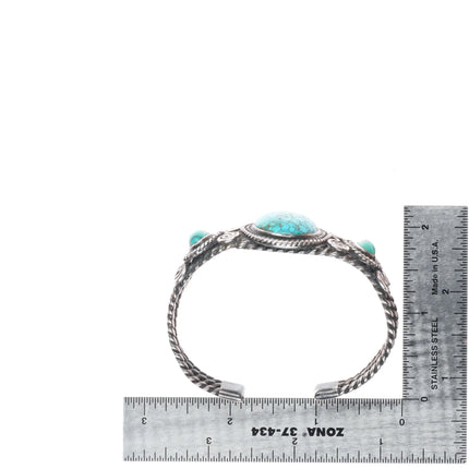 6.5" c1940 Nevada red spiderweb turquoise Navajo sterling silver cuff bracelet