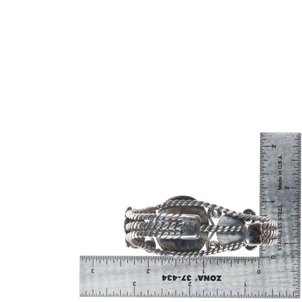 6.5" c1940 Nevada red spiderweb turquoise Navajo sterling silver cuff bracelet