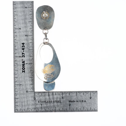 3" Long Tommy Jackson Navajo Morenci Turquoise sterling silver earrings