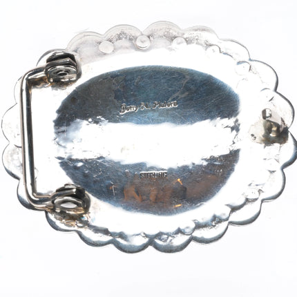 Jerry Platero Navajo sterling silver hand stamped belt buckle Vintage