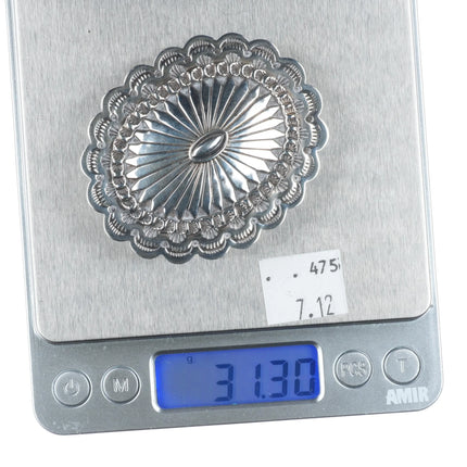 Jerry Platero Navajo sterling silver hand stamped belt buckle Vintage