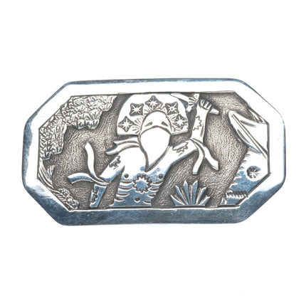Becenti Navajo warrior sterling silver belt buckle