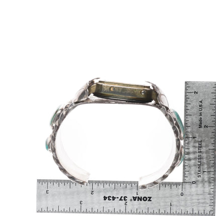 6.75" Vintage Navajo sterling silver/turquoise watch cuff bracelet TI Digital