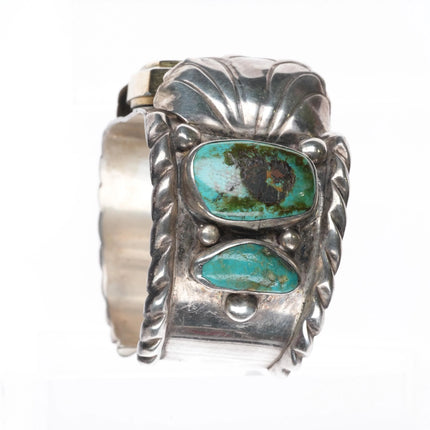6.75" Vintage Navajo sterling silver/turquoise watch cuff bracelet TI Digital