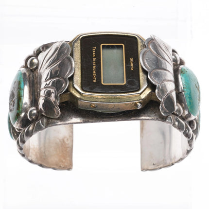 6.75" Vintage Navajo sterling silver/turquoise watch cuff bracelet TI Digital