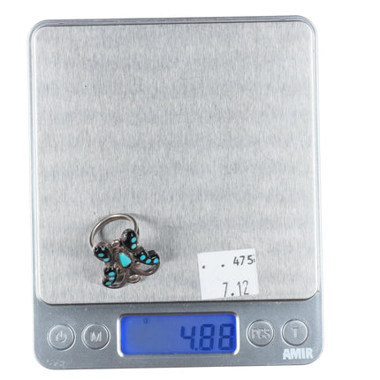 sz5 Howard/Catherine Leekela Zuni sterling silver jet/turquoise butterfly ring