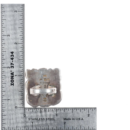 sz7 Chief Shatka Bear-Step sterling silver and turquoise ring ingot