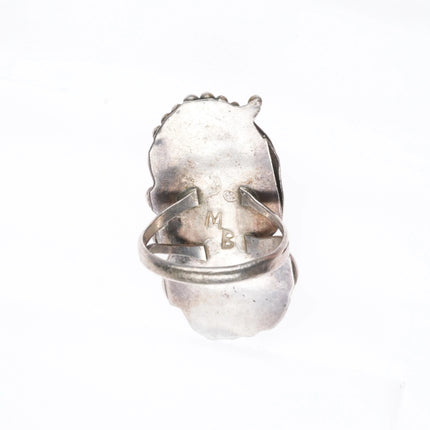 sz8 Vintage MB Navajo sterling silver double turquoise ring sterling silver