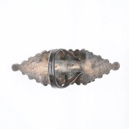 sz6 40's-50's Zuni sterling silver snake eye, needlepoint turquoise long ring