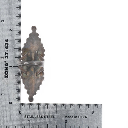 sz6 40's-50's Zuni sterling silver snake eye, needlepoint turquoise long ring