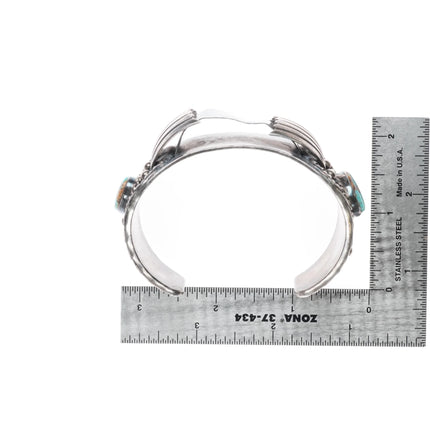 7" Navajo Vintage NOS Navajo sterling silver and turquoise watch cuff bracelet