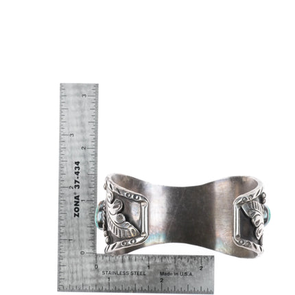 7" Navajo Vintage NOS Navajo sterling silver and turquoise watch cuff bracelet