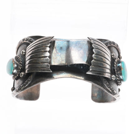 7" Navajo Vintage NOS Navajo sterling silver and turquoise watch cuff bracelet