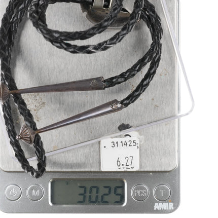 Vintage Bev Etsate Zuni sterling silver raised intarsia inlay kachina bolo tie