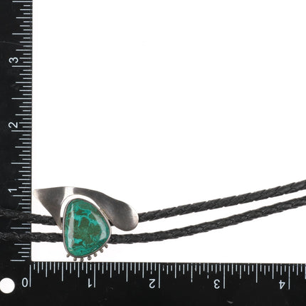 Vintage Southwestern modernist sterling silver chrysocolla abstract bolo tie