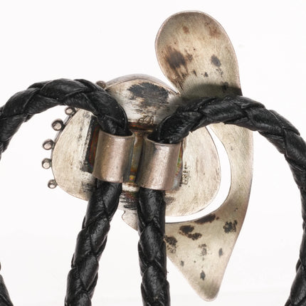 Vintage Southwestern modernist sterling silver chrysocolla abstract bolo tie